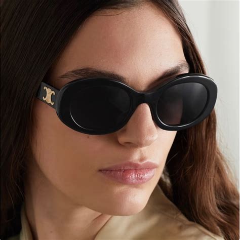 celine triomphe oval sunglasses gold|celine triomphe 52mm oval sunglasses.